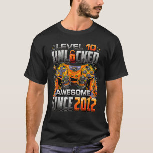 Level 10 Unlocked Awesome Since 2012 10th Birthday T-Shirt