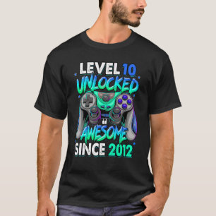Level 10 Unlocked Awesome Since 2012 10th Birthday T-Shirt