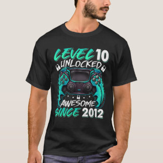 Level 10 Unlocked Awesome Since 2012 10th Birthday T-Shirt