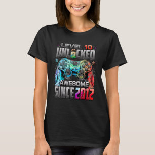 Level 10 Unlocked Awesome Since 2012 10th Birthday T-Shirt