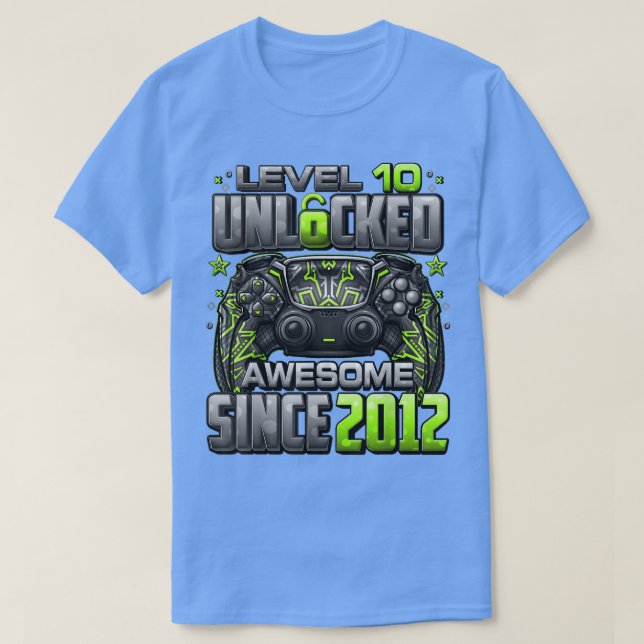 Level 10 Unlocked Awesome Since 2012 10th Birthday T-Shirt (Design Front)