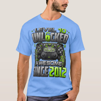 Level 10 Unlocked Awesome Since 2012 10th Birthday T-Shirt