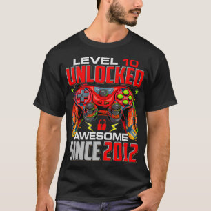 Level 10 Unlocked Awesome Since 2012 10th Birthday T-Shirt