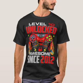Level 10 Unlocked Awesome Since 2012 10th Birthday T-Shirt