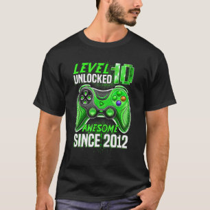 Level 10 Unlocked Awesome Since 2012 Gamer 10th Bi T-Shirt