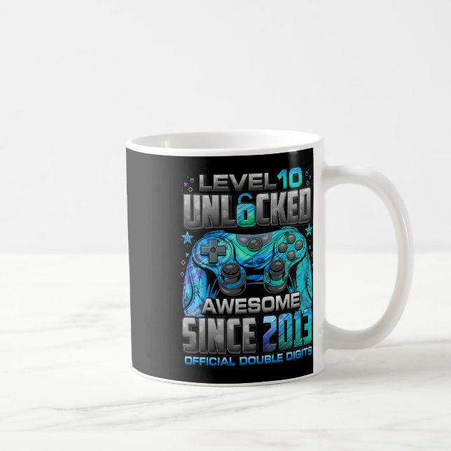 Level 10 Unlocked Awesome Since 2013 10th Birthday Coffee Mug (Right)