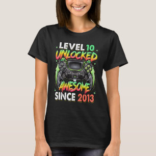 Level 10 Unlocked Awesome Since 2013 10th Birthday T-Shirt