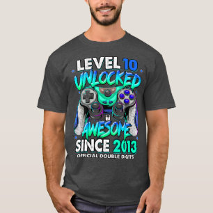 Level 10 Unlocked Awesome Since 2013 10th Birthday T-Shirt