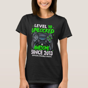 Level 10 Unlocked Awesome Since 2013 10th Birthday T-Shirt