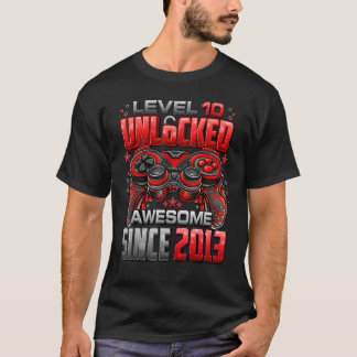 Level 10 Unlocked Awesome Since 2013 10th Birthday T-Shirt