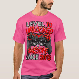 Level 10 Unlocked Awesome Since 2013 10th Birthday T-Shirt