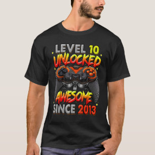 Level 10 Unlocked Awesome Since 2013 10th Birthday T-Shirt