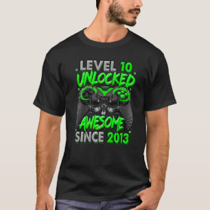 Level 10 Unlocked Awesome Since 2013 10th Birthday T-Shirt