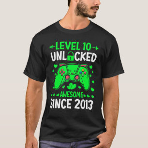Level 10 Unlocked Awesome Since 2013 10th Birthday T-Shirt