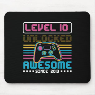 Level 10 unlocked awesome since 2013 Gaming Birthd Mouse Pad