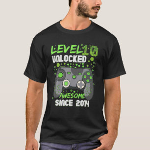 Level 10 Unlocked Awesome Since 2014 8Th Birthday T-Shirt