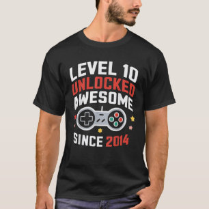 Level 10 Unlocked Awesome Since 2014 Tenth Birthda T-Shirt