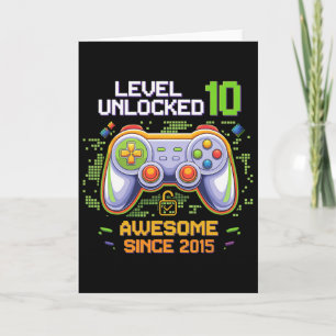 Level 10 Unlocked Awesome Since 2015 10th Birthday Card