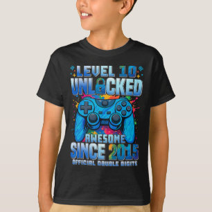 Level 10 Unlocked Awesome Since 2015 10th Birthday T-Shirt