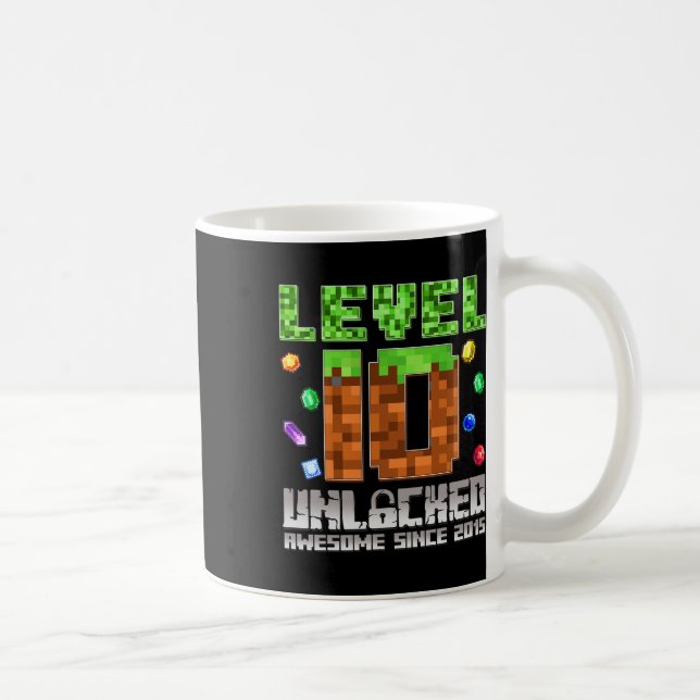 Level 10 Unlocked Awesome Since 2015 10th Pixel Ga Coffee Mug (Right)