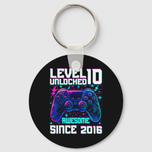 Level 10 Unlocked Awesome Since 2016 10th Birthday Key Ring