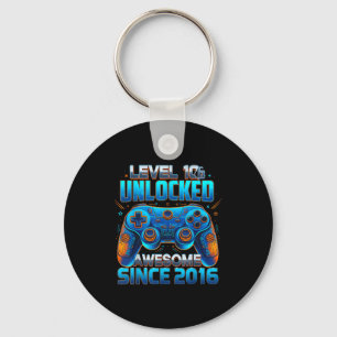 Level 10 Unlocked Awesome Since 2016 10th Birthday Key Ring
