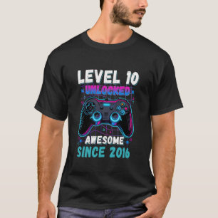 Level 10 Unlocked Awesome Since 2016 10th Birthday T-Shirt