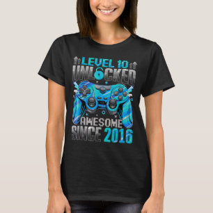Level 10 Unlocked Awesome Since 2016 10th Birthday T-Shirt