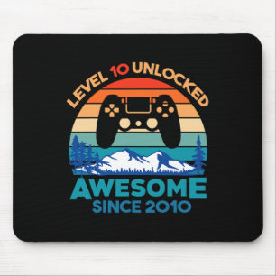 Level 10 Unlocked Birthday 10 Years Old Awesome Si Mouse Pad