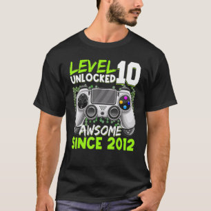 Level 10 Unlocked Birthday 10 Years Old Awesome Si T-Shirt