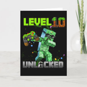 Level 10 Unlocked - Birthday Boy Pixel Gamer 10th  Card