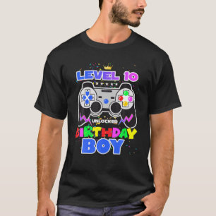 Level 10 Unlocked Birthday Boy Video Game 10Th Bir T-Shirt