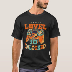 Level 10 Unlocked Birthday Boys Gamer 10Th Birthda T-Shirt