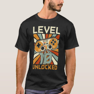 Level 10 Unlocked Birthday For Video Game Kids Boy T-Shirt
