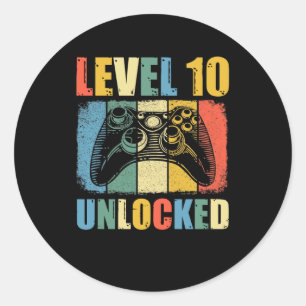 Level 10 unlocked classic round sticker