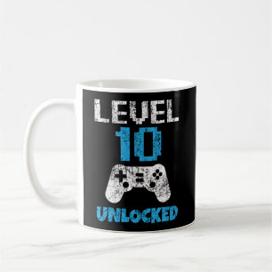 Level 10 Unlocked Fun 10Th Birthday 10 Year Old Ga Coffee Mug