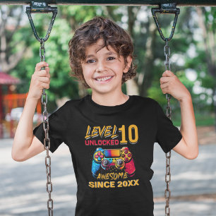 Level 10 Unlocked - Fun Birthday 10 Gamer T-Shirt