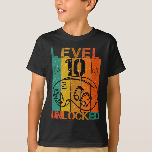 LEVEL 10 UNLOCKED - FUNNY BIRTHDAY GAMER GAMING  T-Shirt (Front)