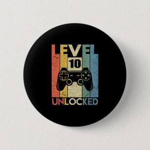 Level 10 Unlocked Funny Video Gamer 10th Birthday  6 Cm Round Badge