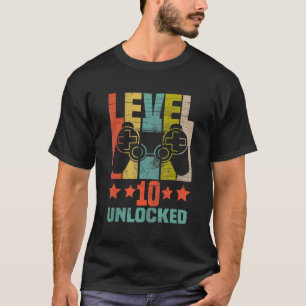Level 10 Unlocked Funny Video Gamer 10th Birthday T-Shirt
