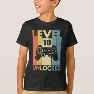Level 10 Unlocked Funny Video Gamer 10th Birthday T-Shirt