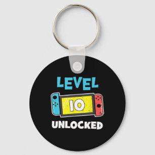 Level 10 Unlocked Gamer 10th Birthday Gift Video G Key Ring