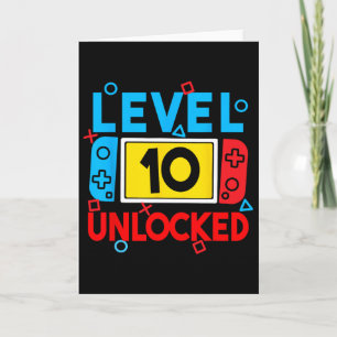 Level 10 Unlocked Gamer 10th Birthday Video Game B Card