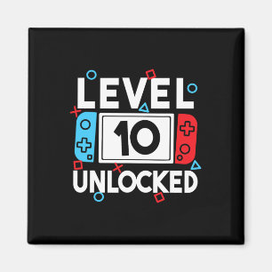 Level 10 Unlocked Gamer 10th Birthday Video Game B Magnet