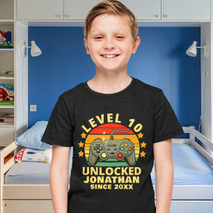 Level 10 Unlocked Gamer Boy Birthday 10 T-Shirt