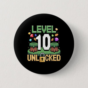 Level 10 Unlocked Games 10th Birthday Gamer Boys 1 6 Cm Round Badge
