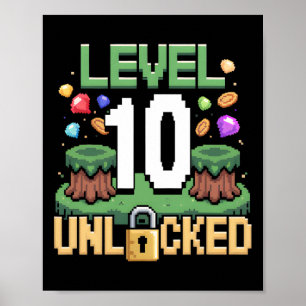 Level 10 Unlocked Games 10th Birthday Gamer Boys 1 Poster