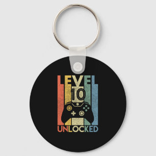 Level 10 Unlocked Shirt Funny Video Gamer 10th Bir Key Ring