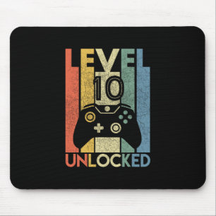 Level 10 Unlocked Shirt Funny Video Gamer 10th Bir Mouse Pad
