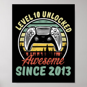 Level 10 Unlocked Video Game 10 Years Old Boy 10th Poster